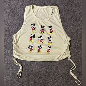 Mickey Mouse Graphic Crop/Tank Top - Light Sage